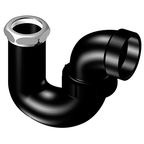 1-1/2 inch X 1-1/4 inch ABS DWV Plastic Fittings P-Trap with Union Joint Hub x SJ with Chrome Nut