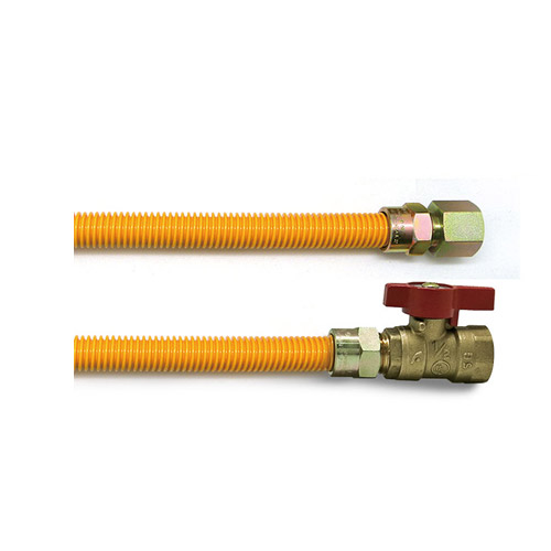 Easyflex EFGC-012-YE-1533-60 1/2 in ID (5/8 in OD) 3/4 in FIP x 3/4 in FIP Ball Valve Yellow Epoxy Coated Stainless Steel Gas Connector