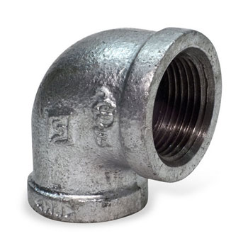 1-1/2 inch x 1-1/4 inch Malleable Iron Pipe Fittings Reducing 90 degree Elbow - Galvanized