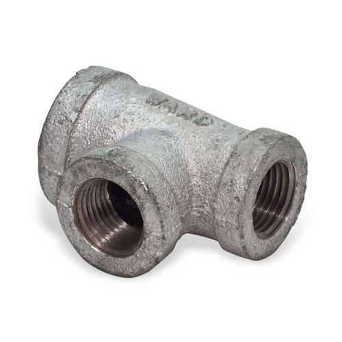 1 inch x 3/4 inch x 3/4 inch Malleable Iron Reducing Tee - Galvanized