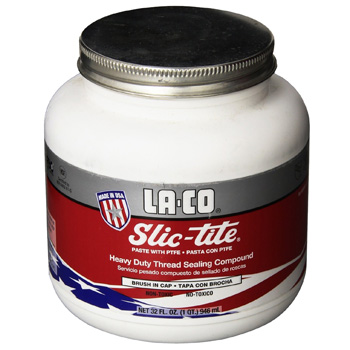 LA-CO 42049 Slic-Tite Premium Thread Sealant Paste with PTFE, -50 to 500 Degree F Temperature, 1 qt Jar with Brush in Cap