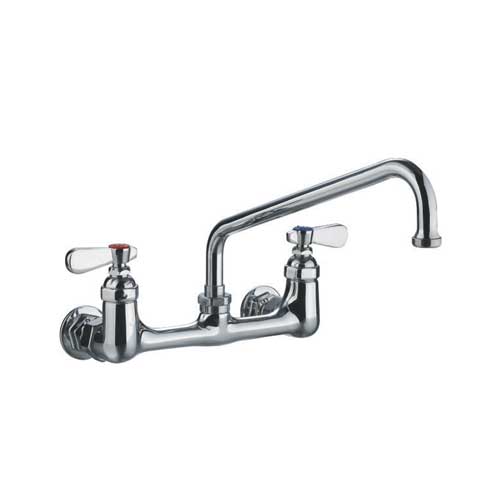 Whitehaus WHFS9814-08-C Heavy Duty Utility Bridge Faucet with an Extended Swivel Spout and Lever Handles - Chrome